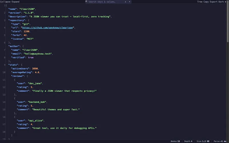 ClearJSON screenshot 5