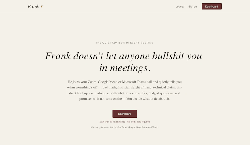 Frank screenshot 1