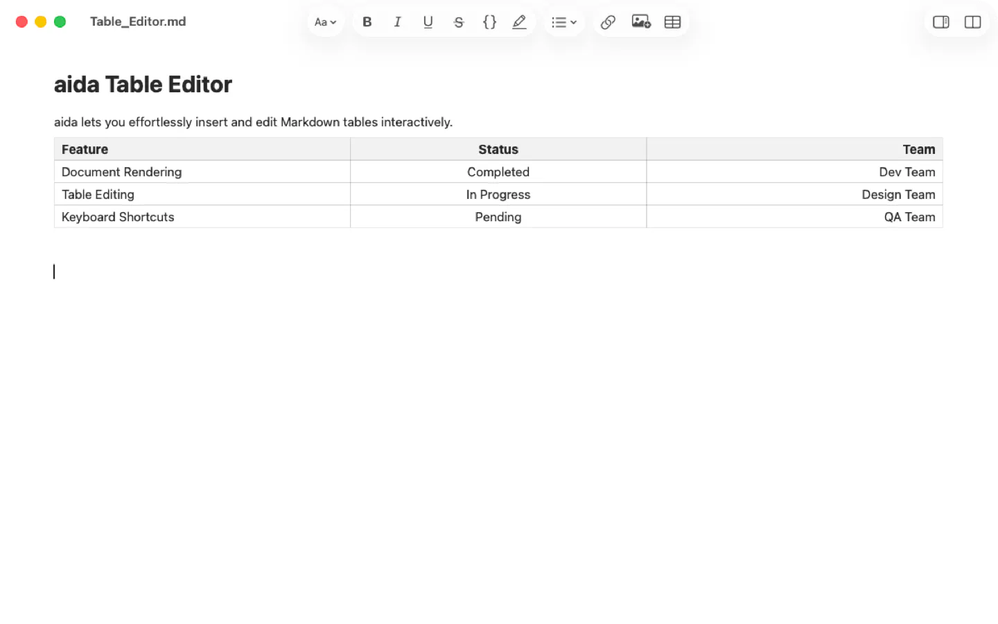 aida — Native Markdown Editor for macOS gallery image