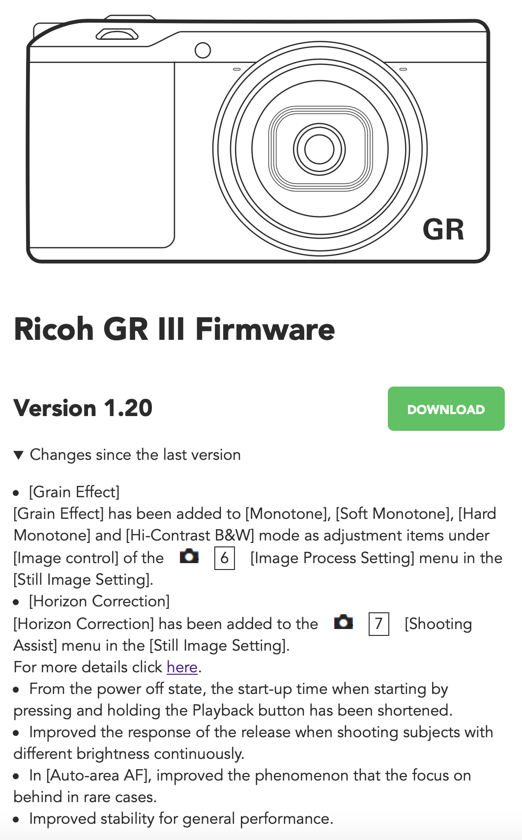 GR III Firmware Site gallery image