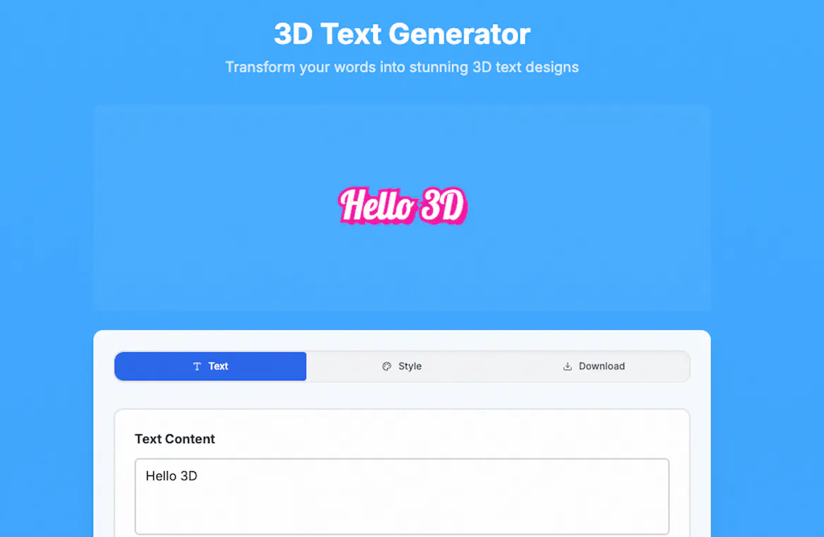 3D Text Generator 제품 배너