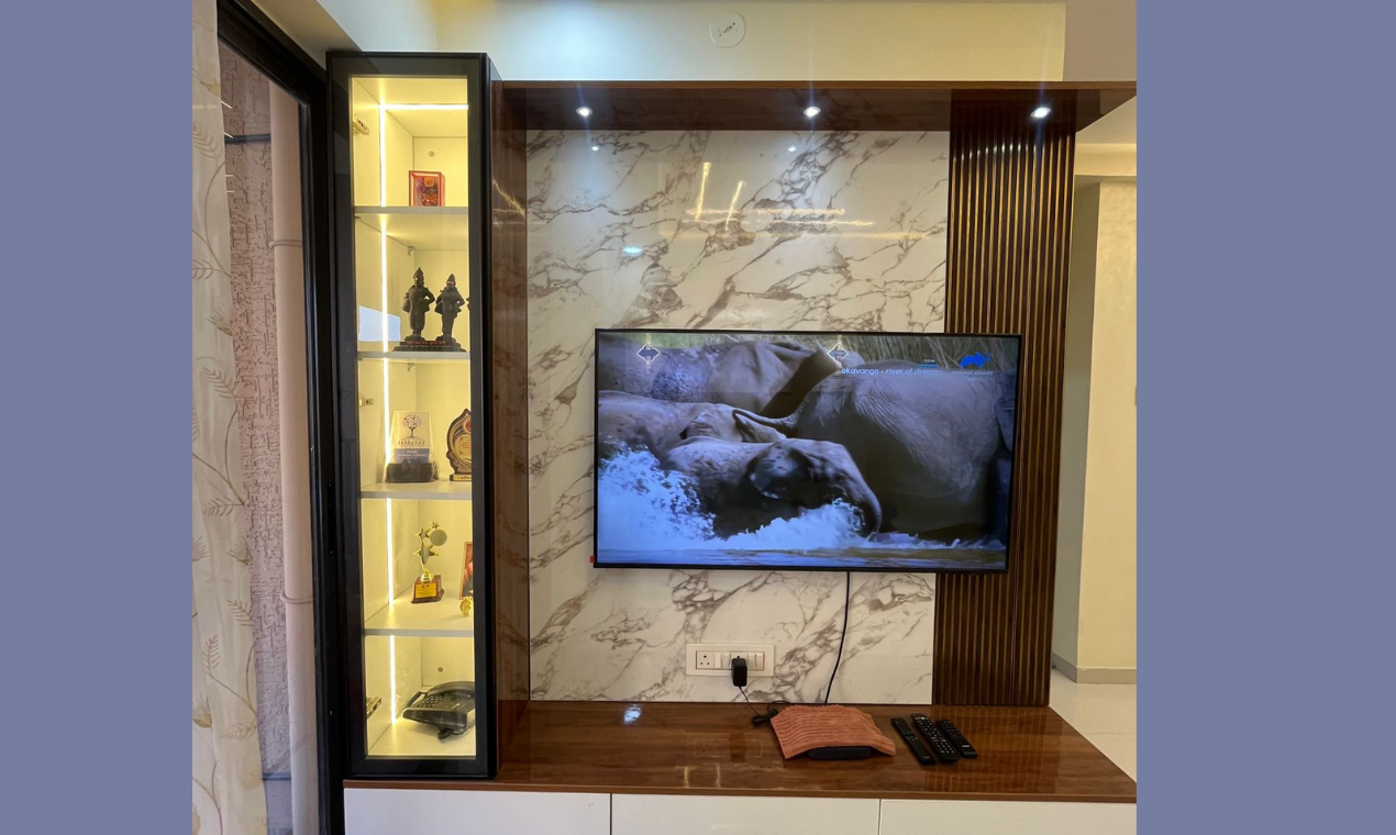 TV Unit, Storage & Mandir gallery image