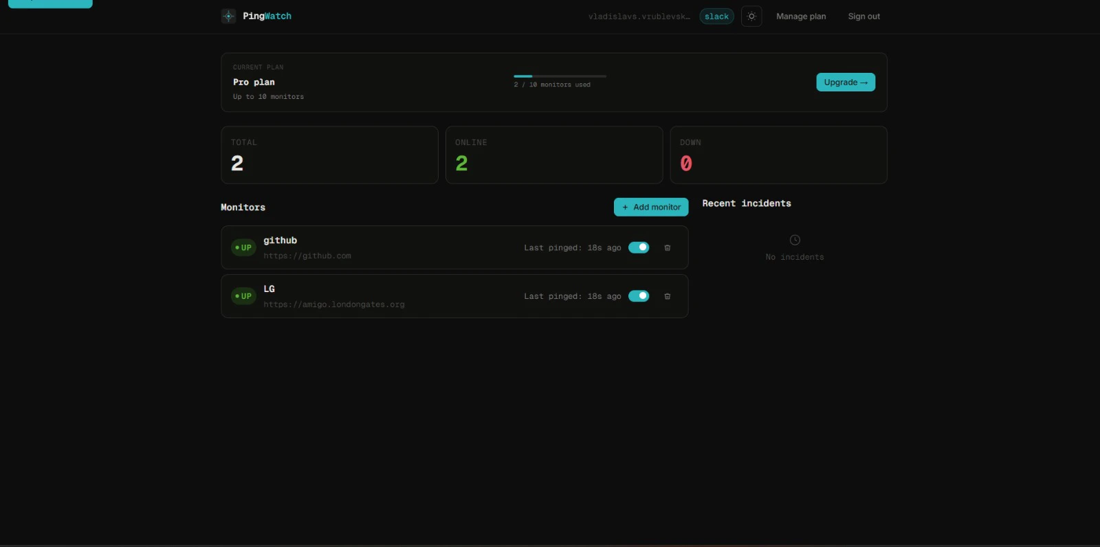 PingWatch — Uptime Monitoring screenshot 1