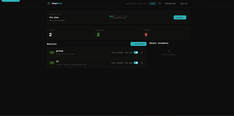 PingWatch — Uptime Monitoring screenshot 1