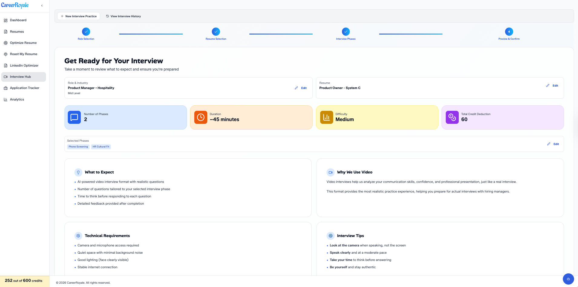 CareerRoyale - Screenshot 2 showing product features and functionality