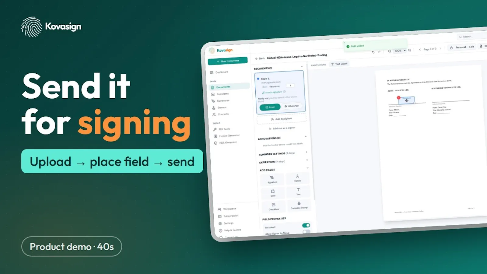 Kovasign screenshot 1 (video preview)