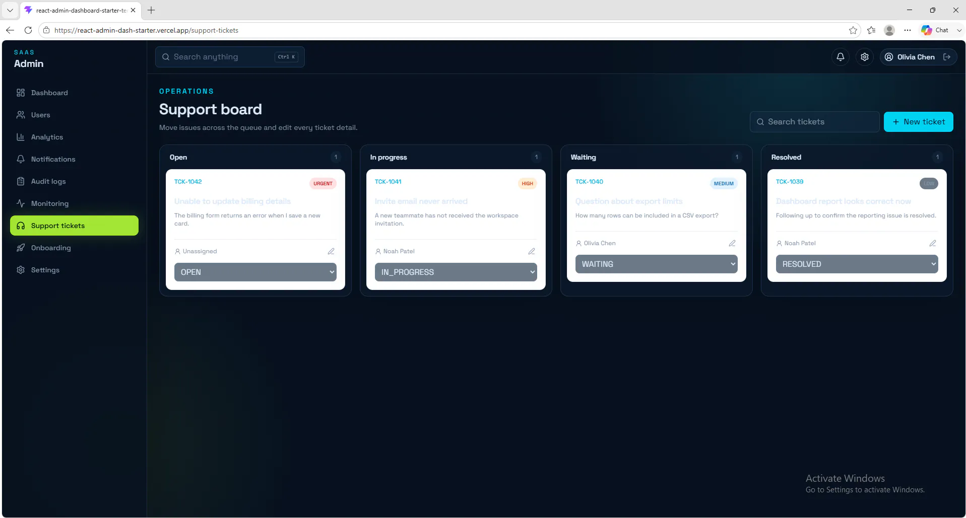 React Admin Dashboard Starter gallery image