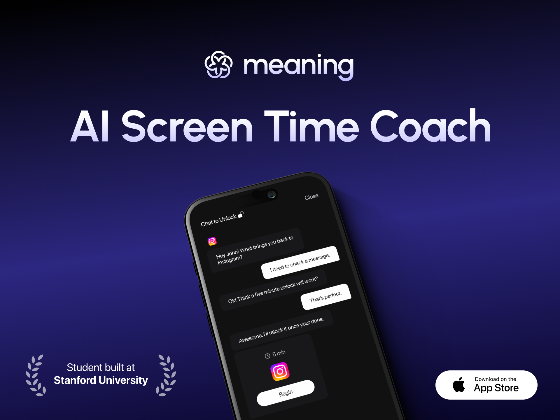 meaning - AI screen time coach & app blocker, chat to unlock apps