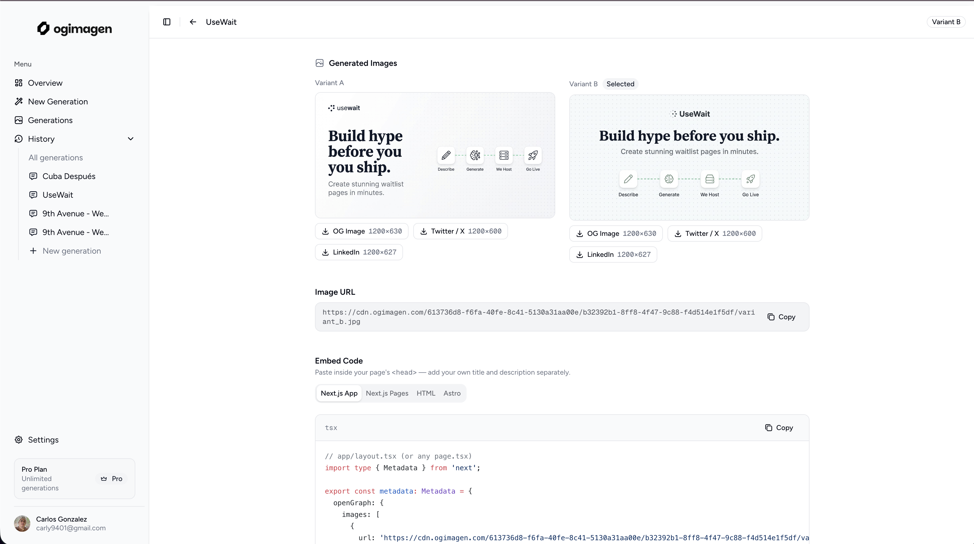 OGImagen - Screenshot 4 showing product features and functionality