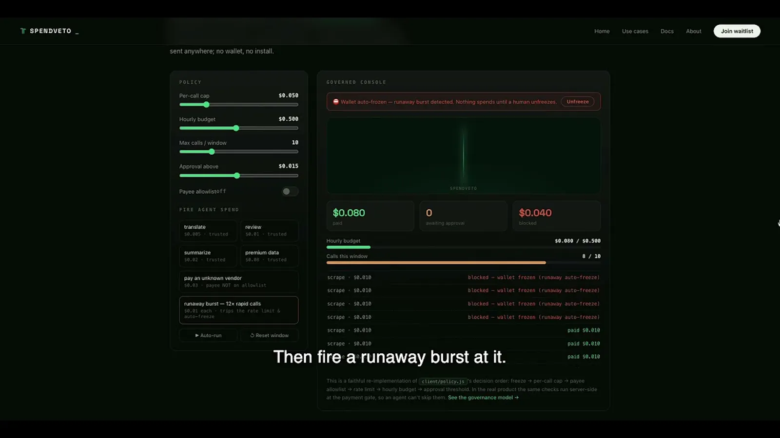 SpendVeto screenshot 1 (video preview)