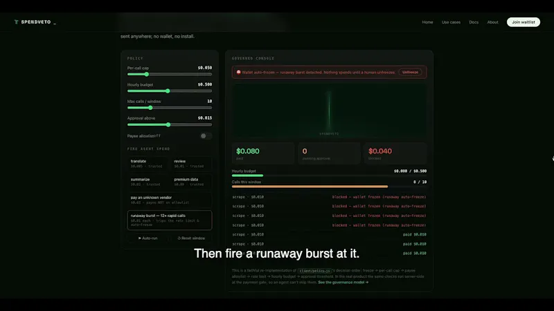 SpendVeto screenshot 1 (video preview)