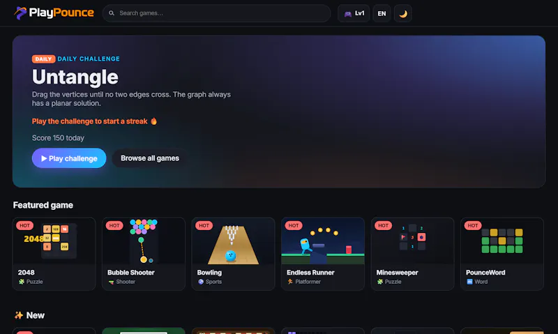 PlayPounce — free game hub screenshot 3