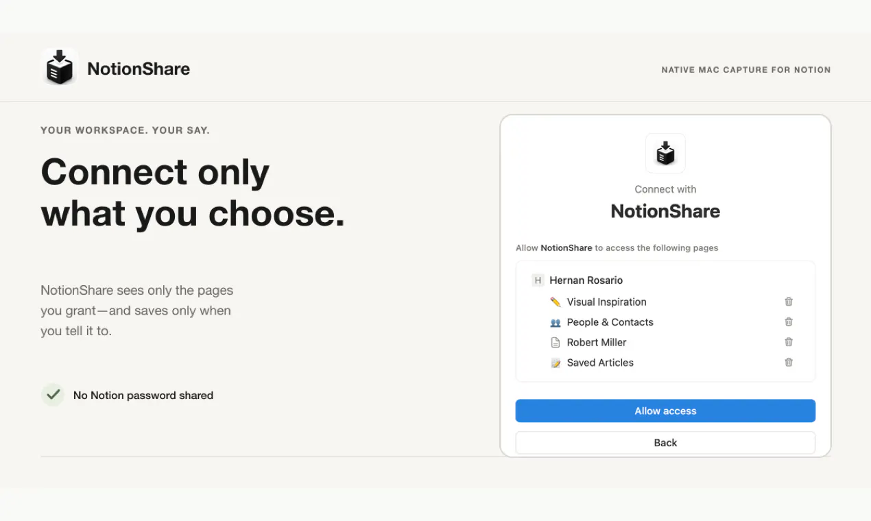 NotionShare screenshot