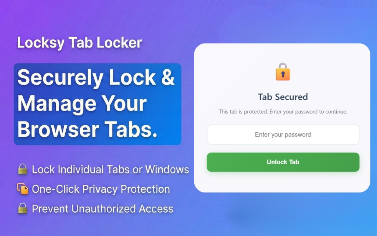 Locksy: Tab Locker & Password Protection - Screenshot 2 showing product features and functionality