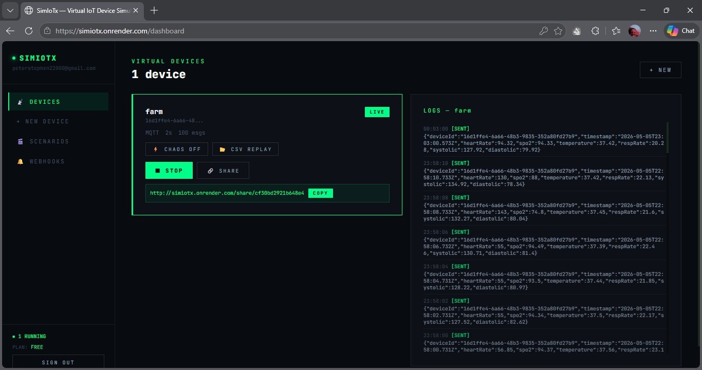 SimIoTx — Virtual IoT Device Simulator gallery image
