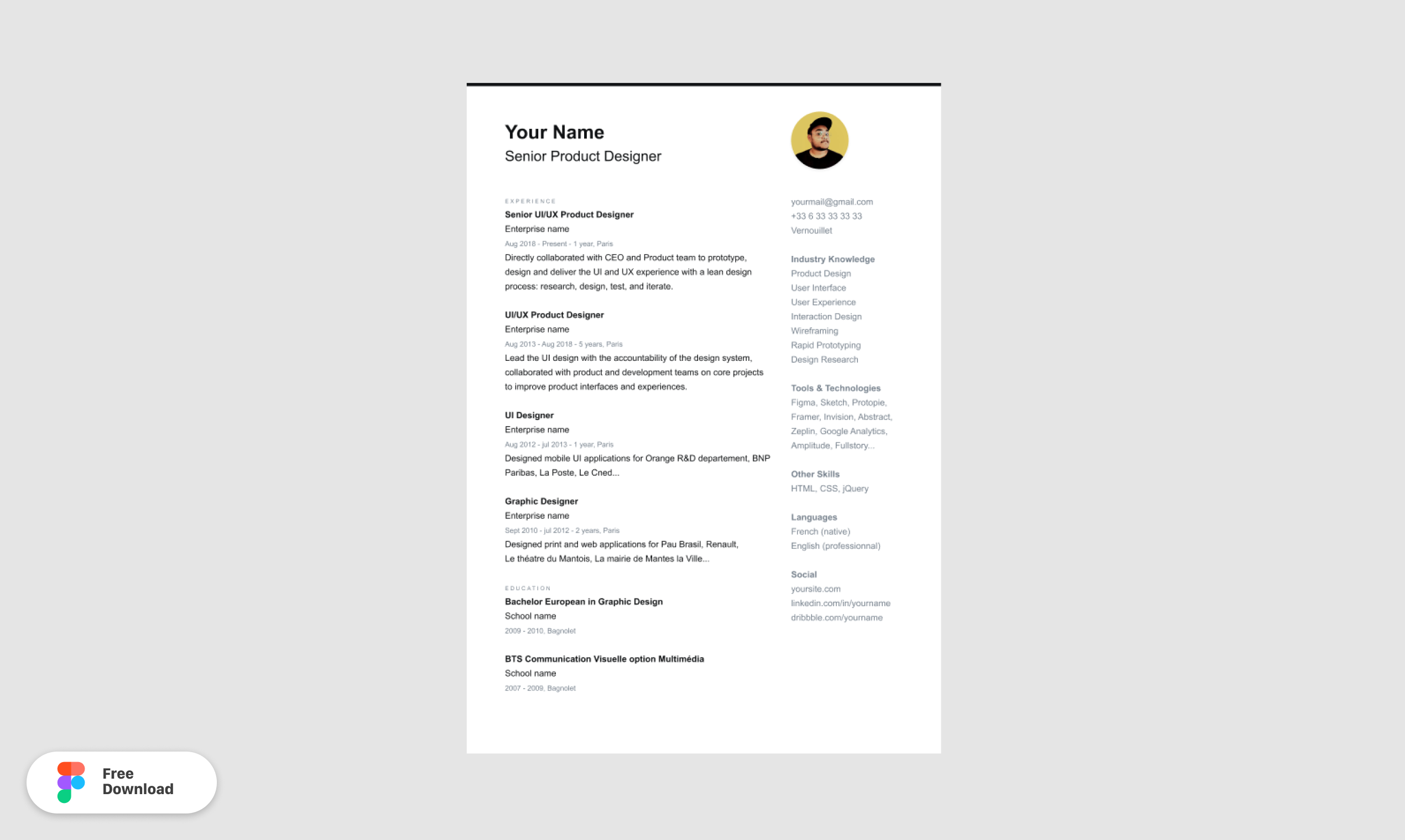 CV / Resume - Figma Template gallery image