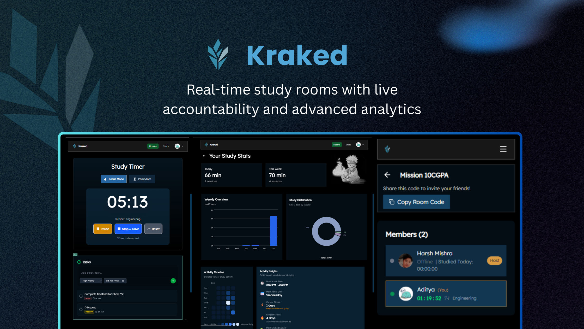 Kraked - Study Together - Screenshot 2 showing product features and functionality