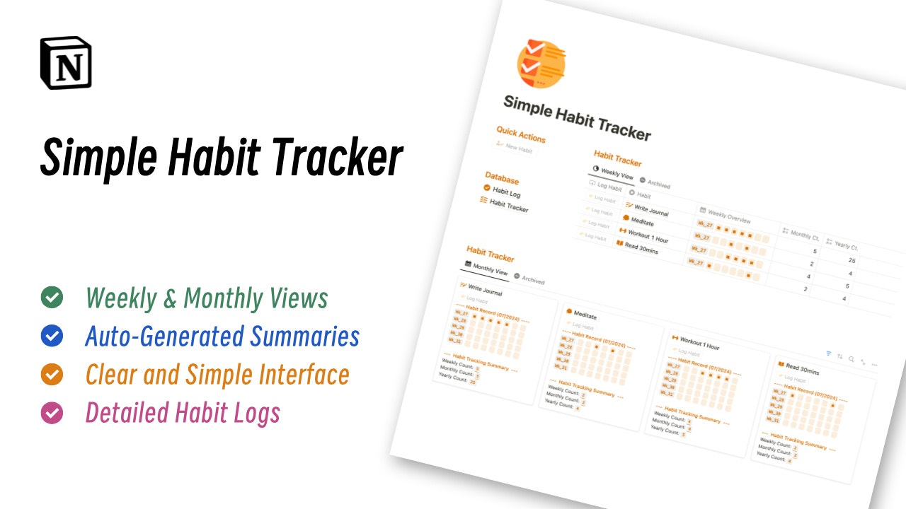 Notion Simple Habit Tracker gallery image