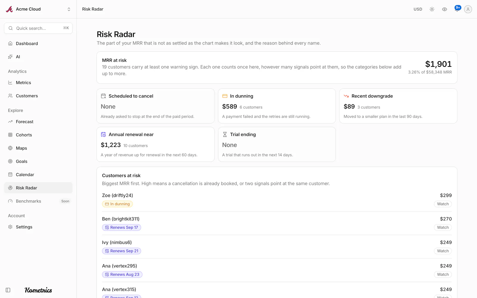 Kometrics screenshot 3
