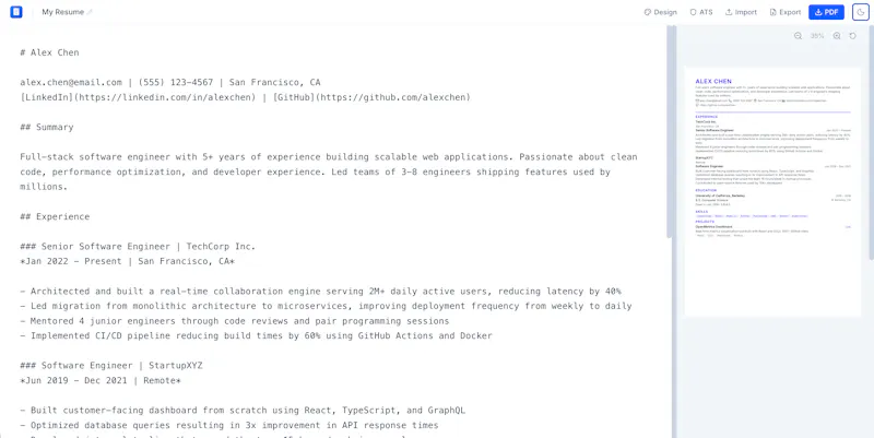 Devity Resume screenshot 3