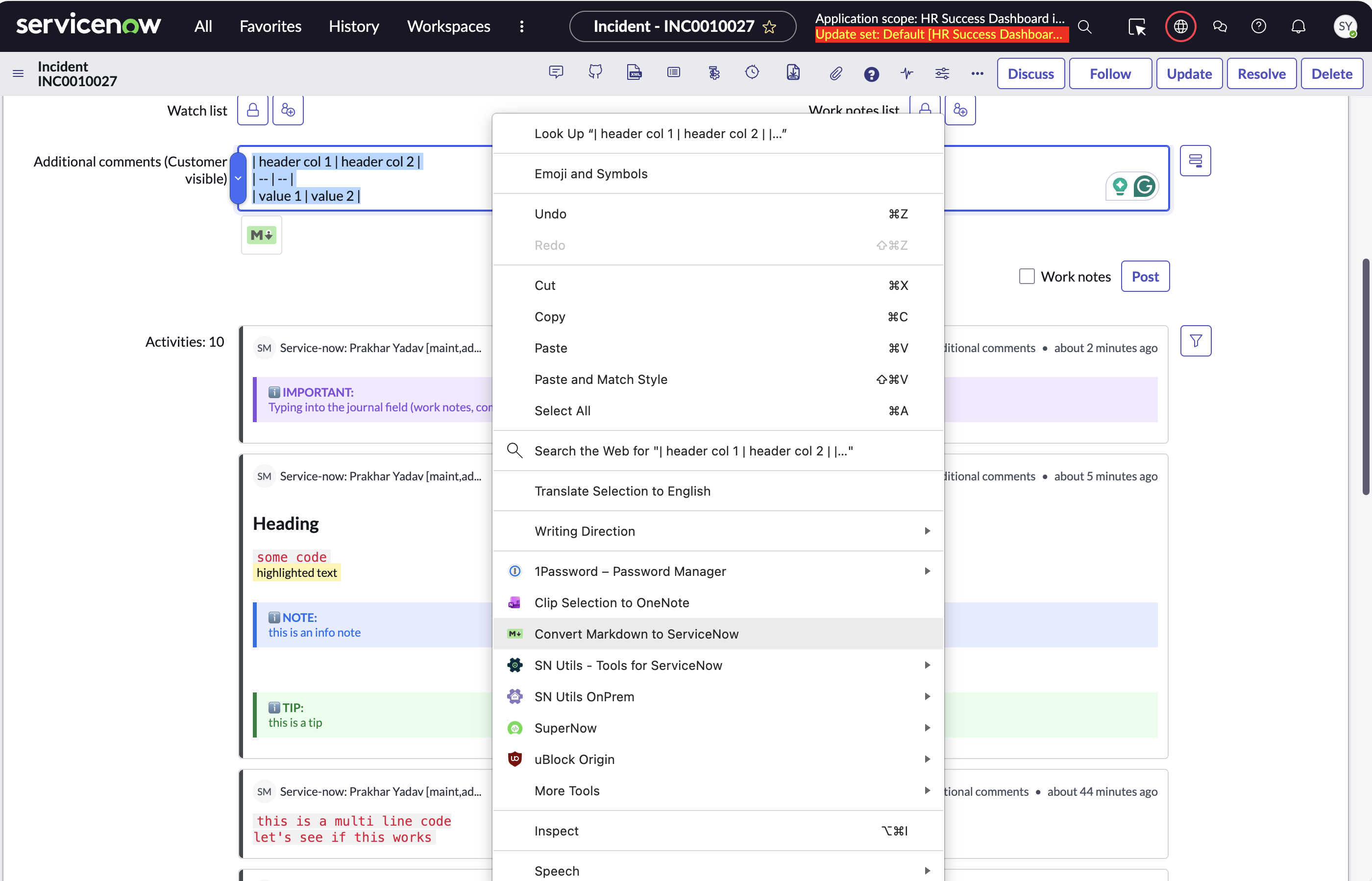 Markdown to ServiceNow gallery image