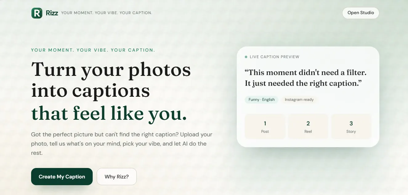 Rizz Your Moment Your Vibe Your Caption. gallery image