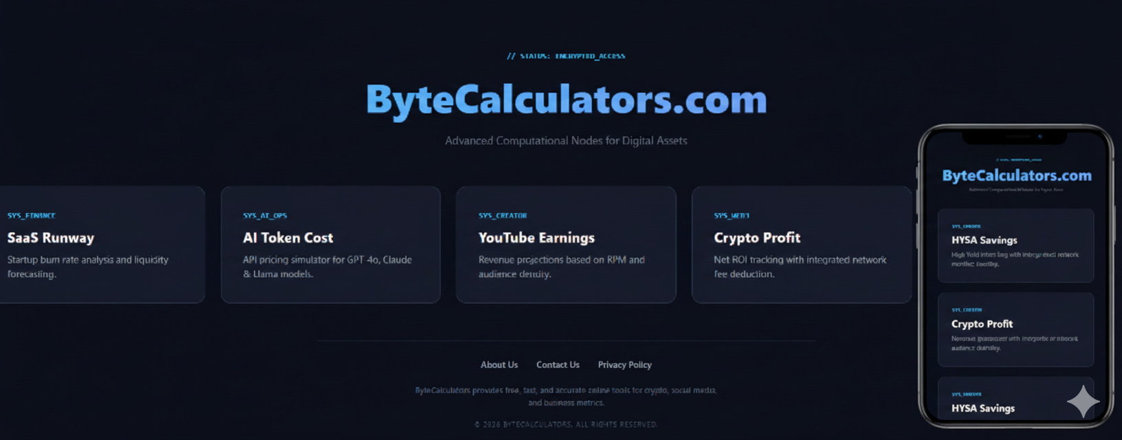 ByteCalculators - Main product screenshot demonstrating key features and user interface
