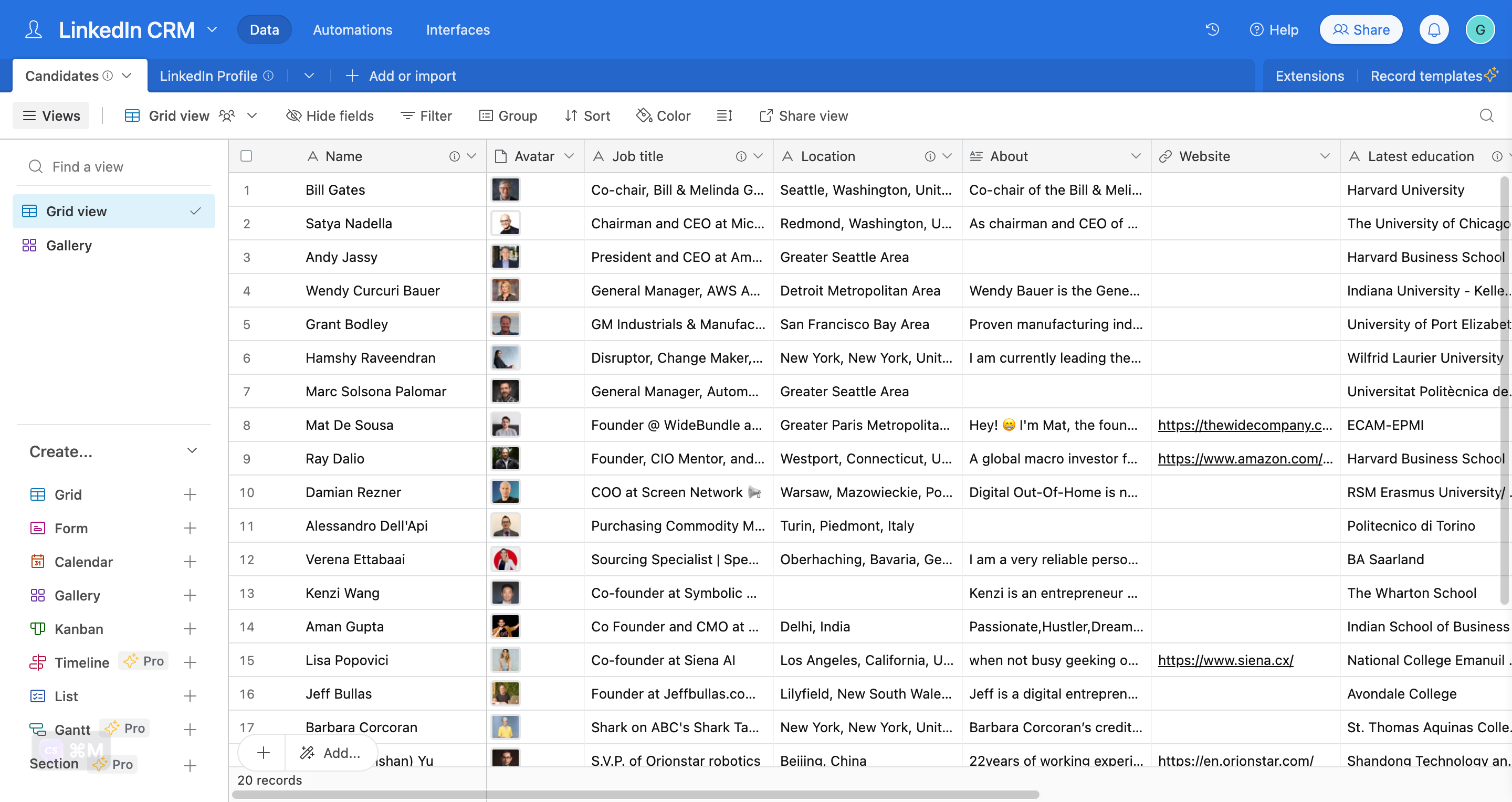 LinkedIn a airtable media 4