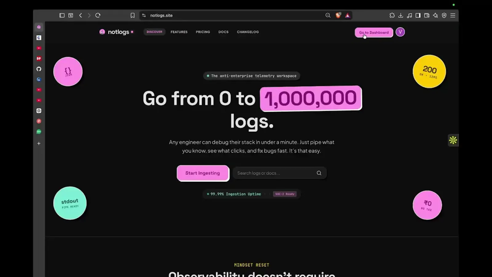 notlogs — Telemetry with Tactile Swagger screenshot 1 (video preview)