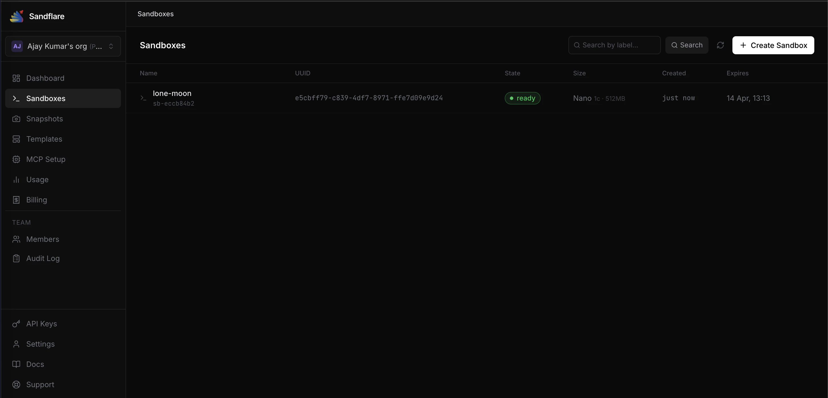 Sandflare - AI agent sandboxes screenshot 2