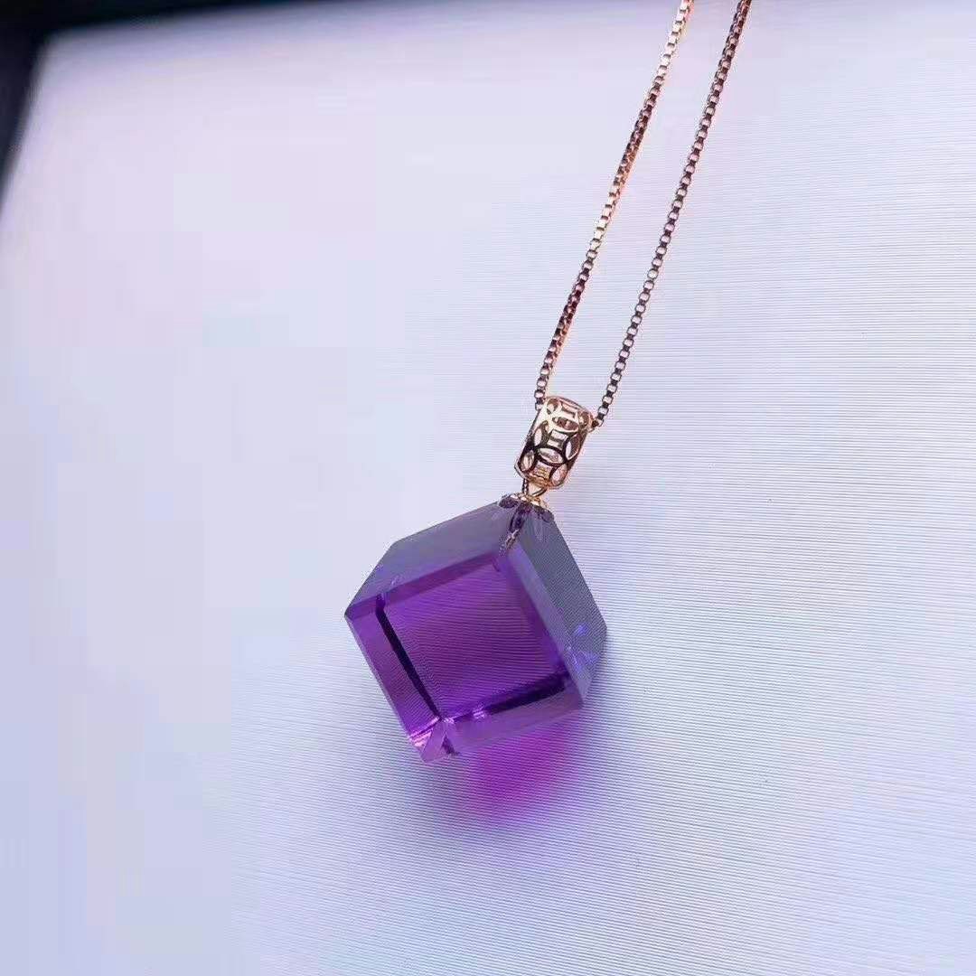 Purple Crystal Pendant in Square Shape