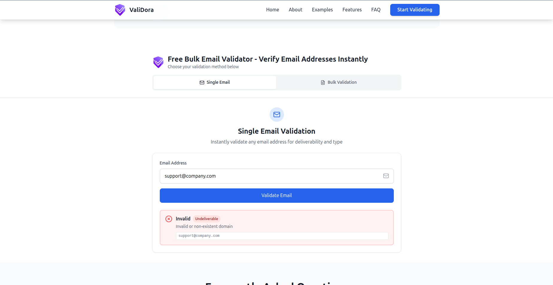 ValiDora - Screenshot 3 showing product features and functionality