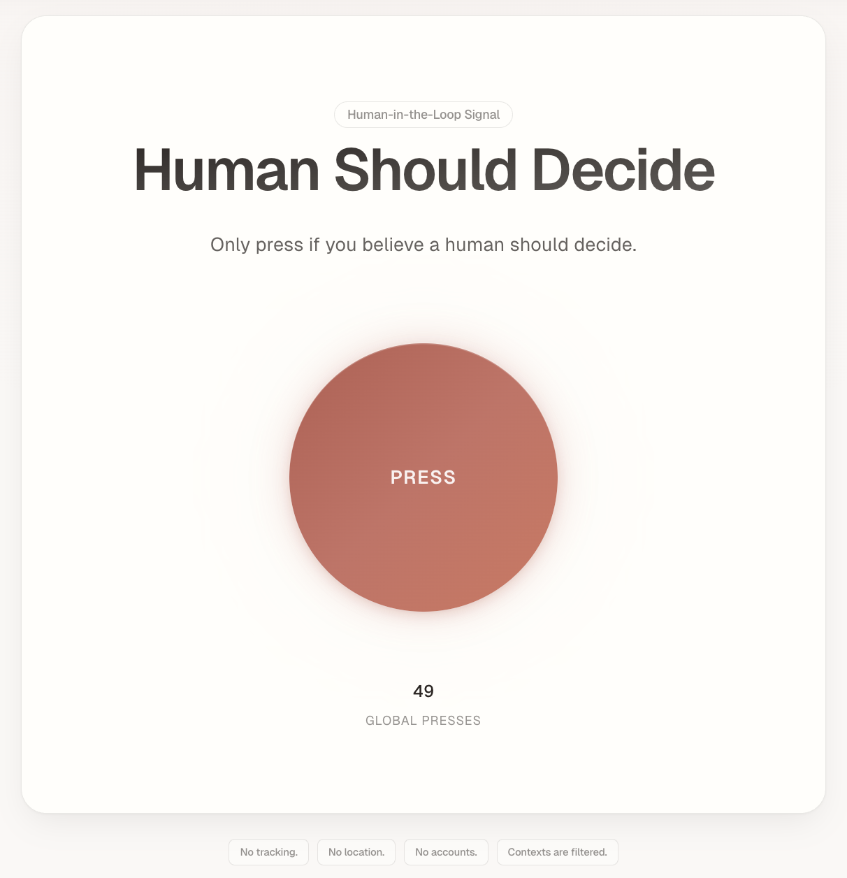 Human Should Decide Button gallery image