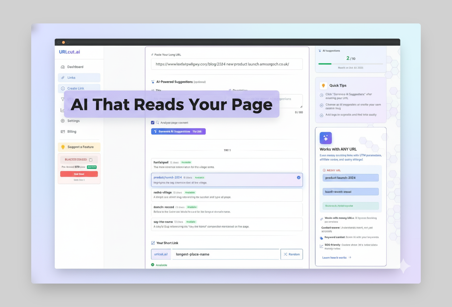 URLcut.ai - Screenshot 5 showing product features and functionality