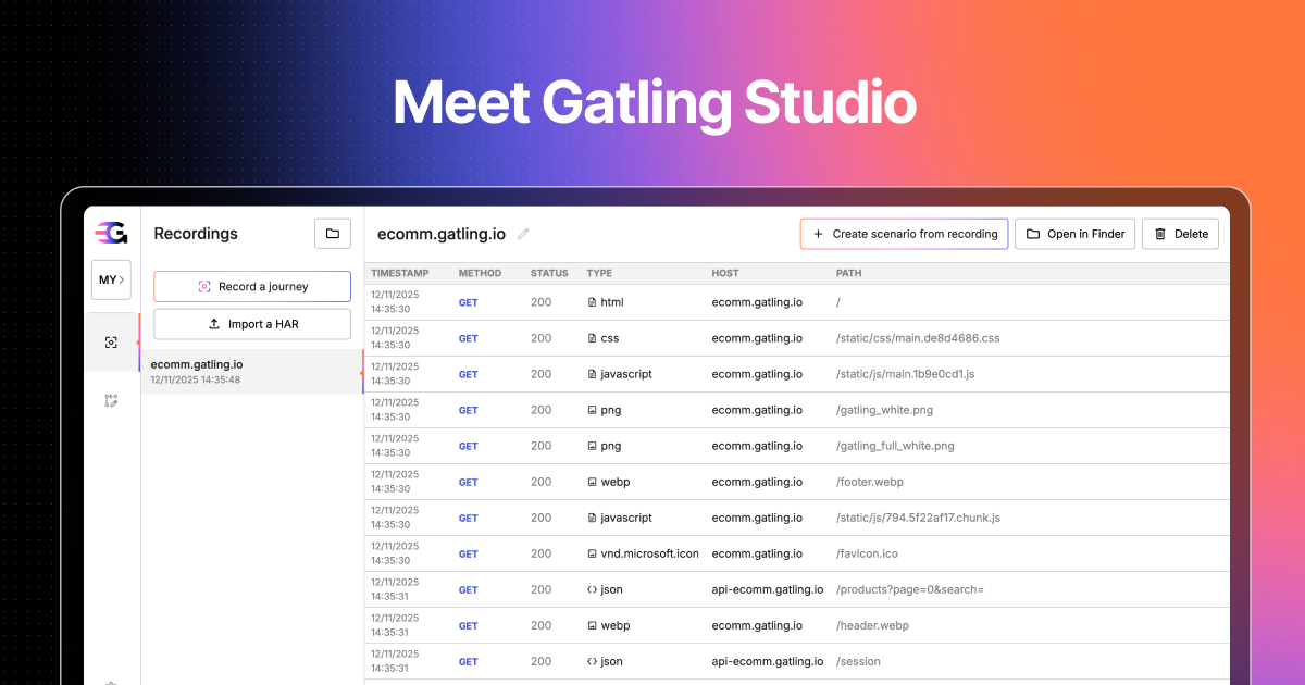 Gatling Studio - Main product screenshot demonstrating key features and user interface