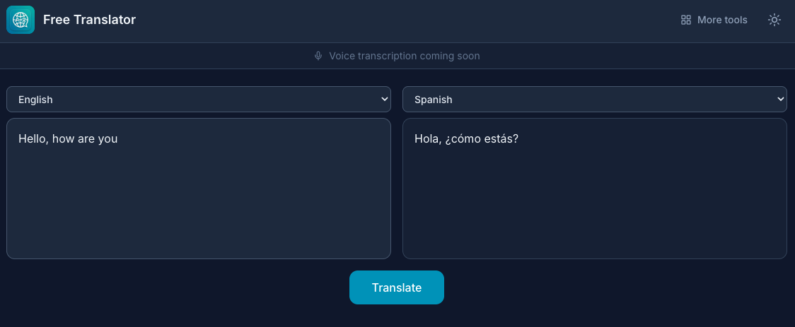 Free Translator by kortexa.ai - Screenshot 3 showing product features and functionality