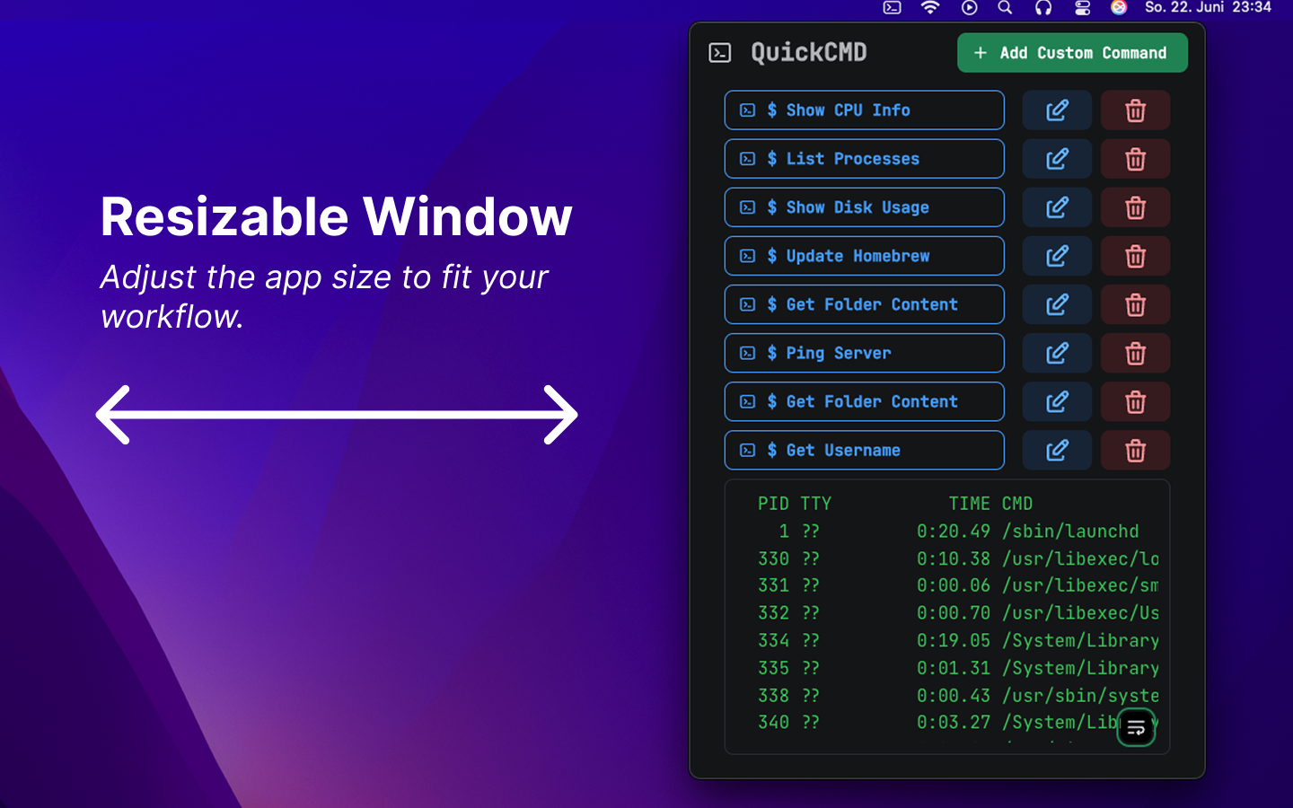 QuickCmd - Ваши любимые команды сейчас в вашем панели меню MacOS медиа 4