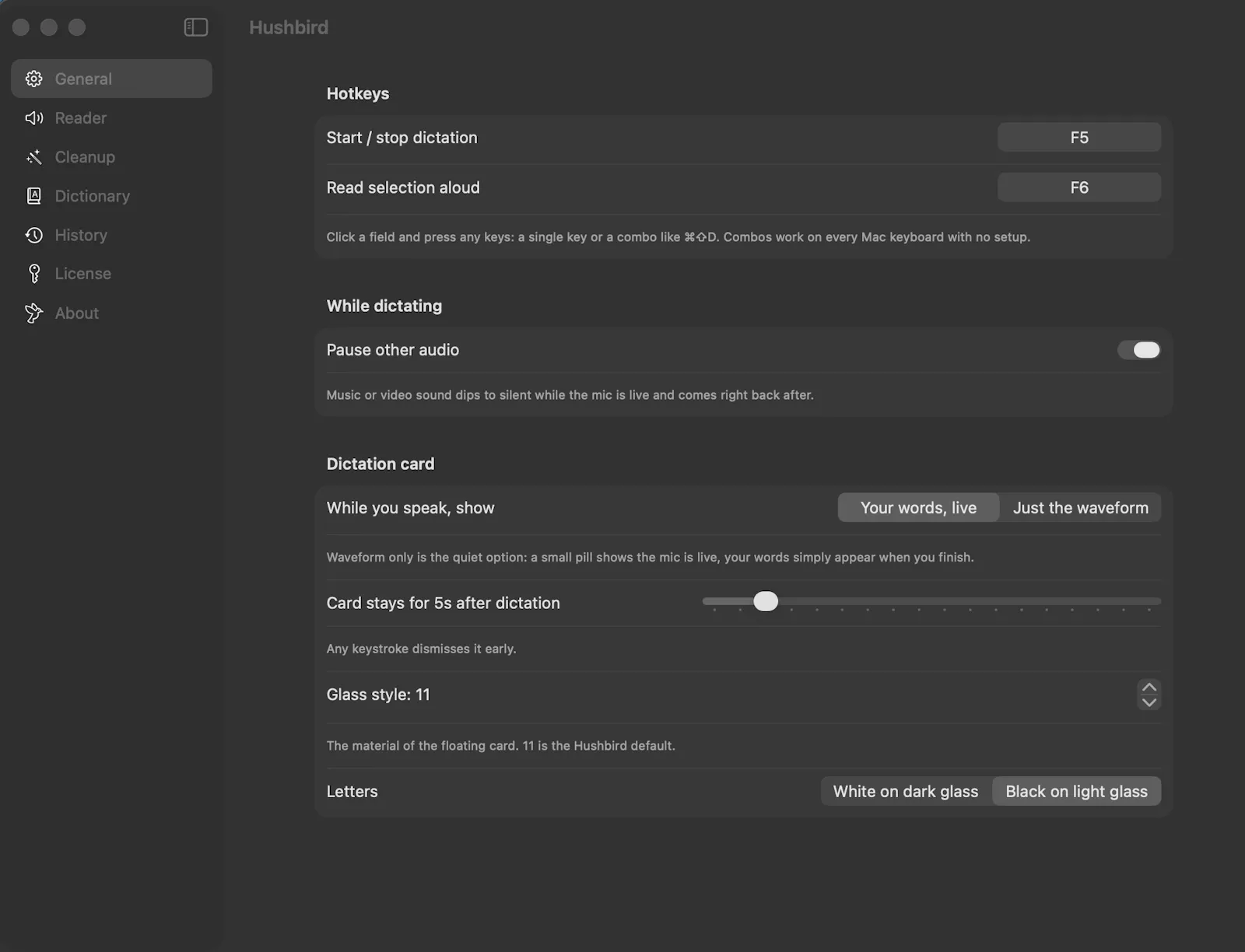 Hushbird screenshot 1