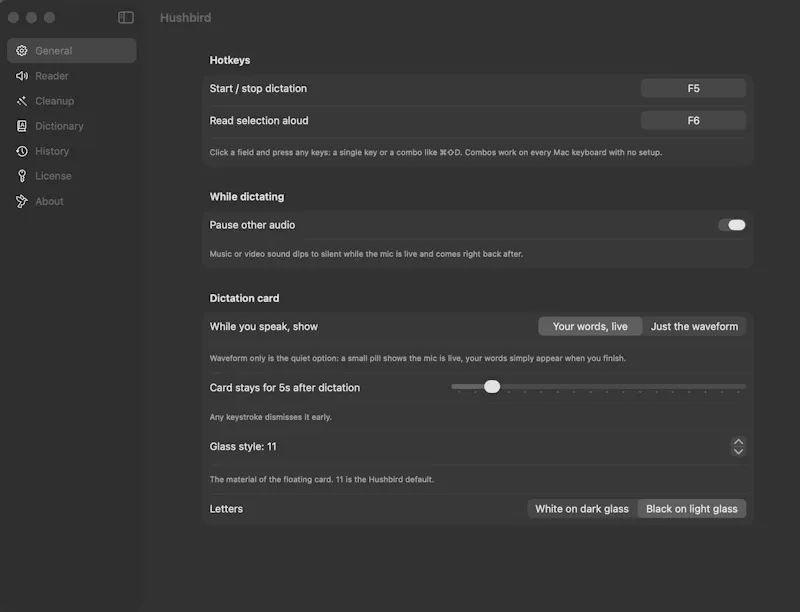 Hushbird screenshot 1