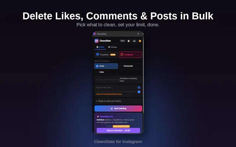 CleanSlate for Instagram - Bulk delete screenshot 4