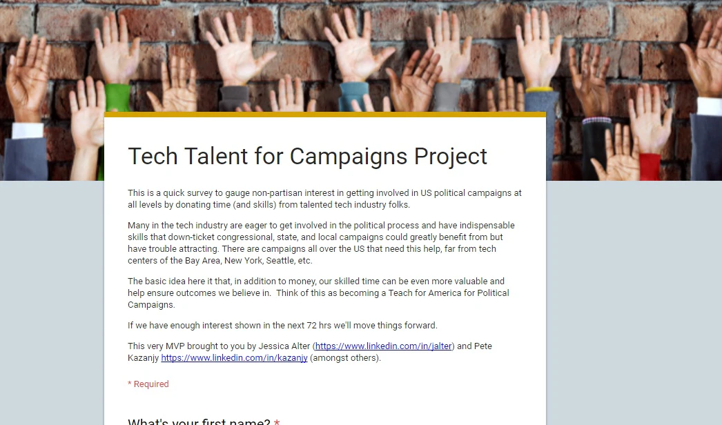 Tech Talent for Campaigns Project
