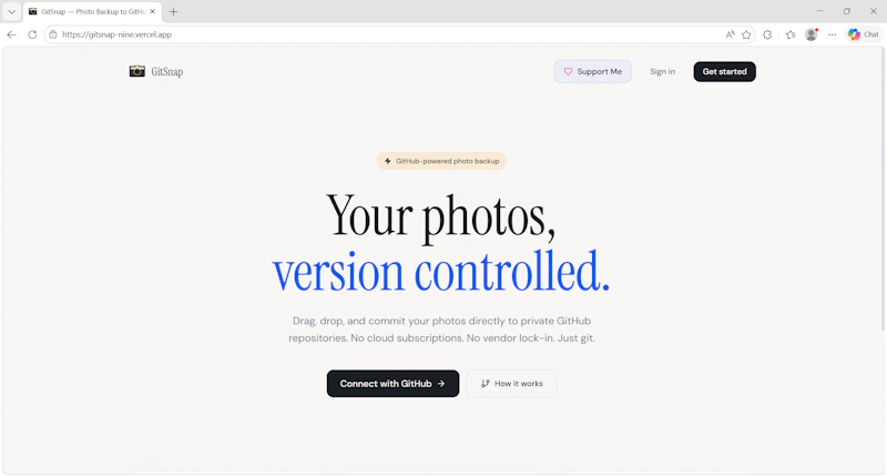GitSnap — Photo Backup to GitHub, free. screenshot 3