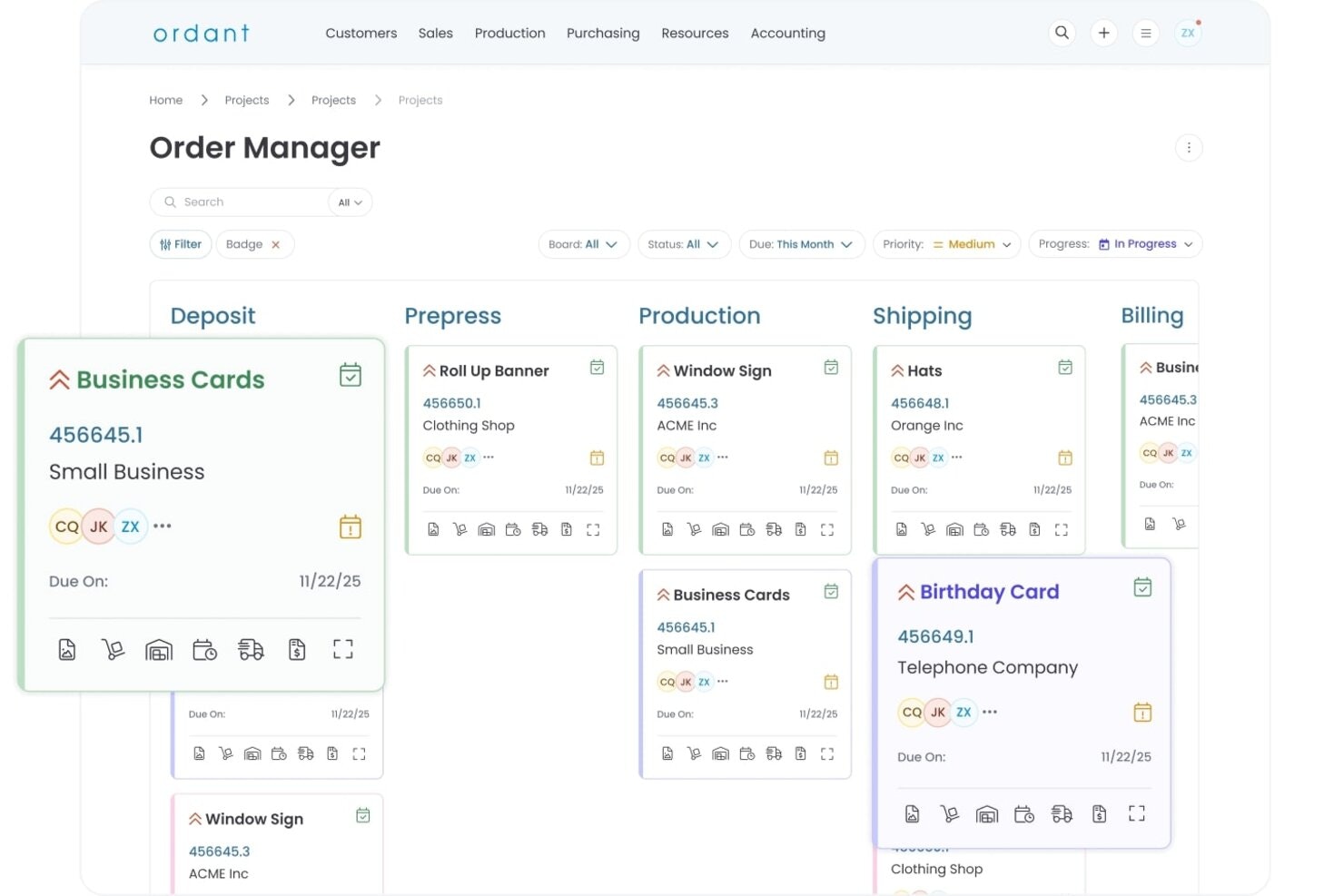 Mídia 1 de Ordenar - Estimativa de impressão simples e personalizável e gerenciamento de pedidos