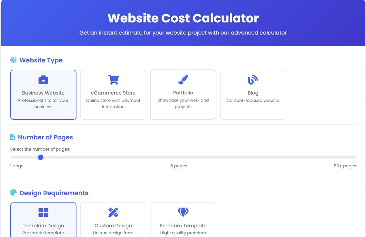 Website Cost Calculator gallery image