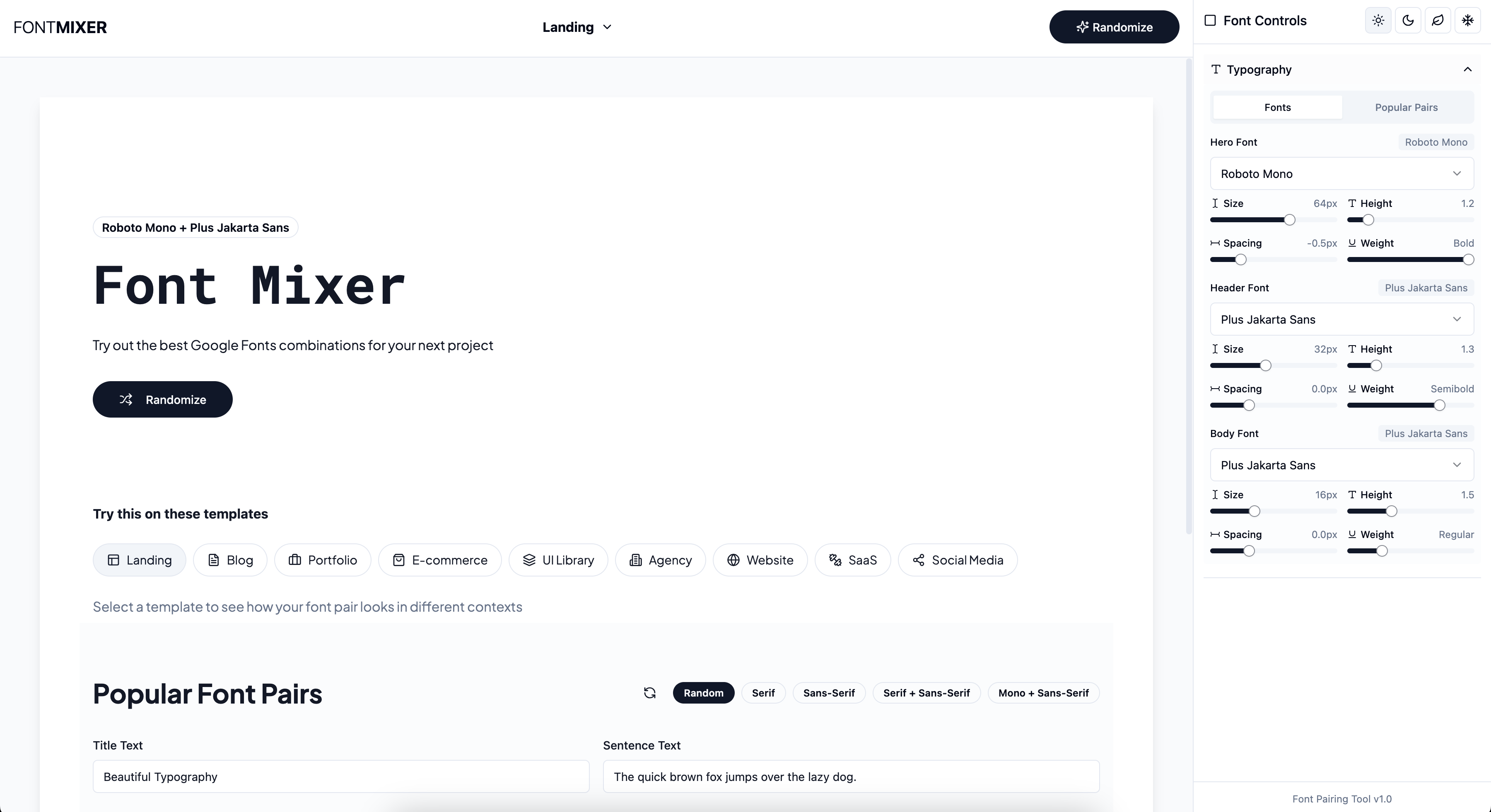 FontMixer.app - Typografie- und Schriftart -Pairing -Tool für Google -Schriftarten Medien 1