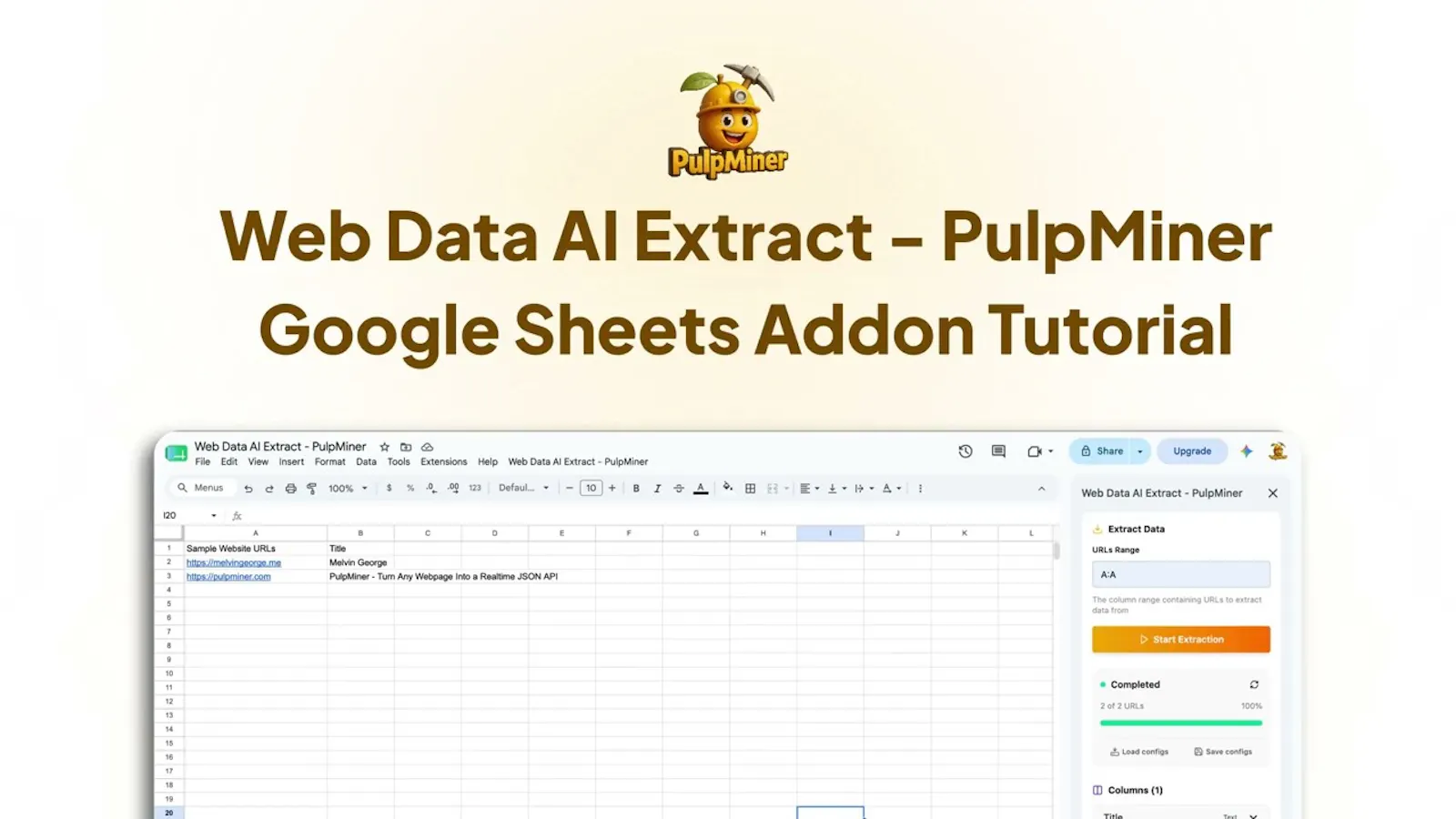 Web Data AI Extract for Google Sheets™ screenshot 1 (video preview)