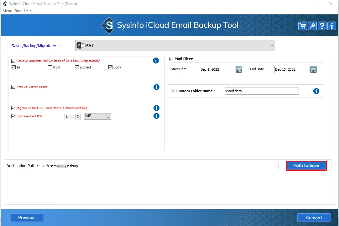 Sysinfo Strumento di backup e -mail iCloud media 6