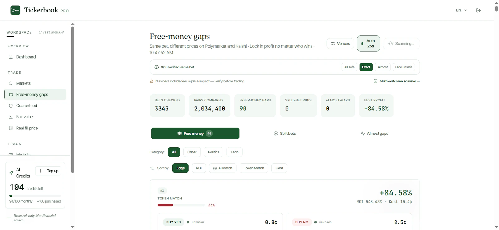Tickerbook screenshot 1