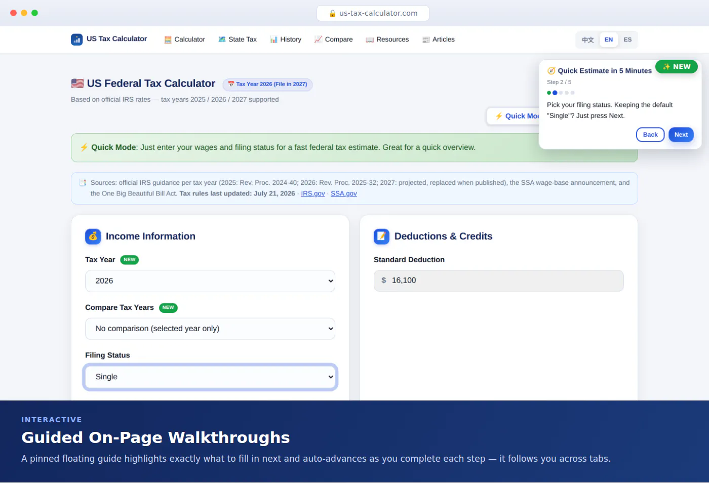 US Tax Calculator 2026 gallery image