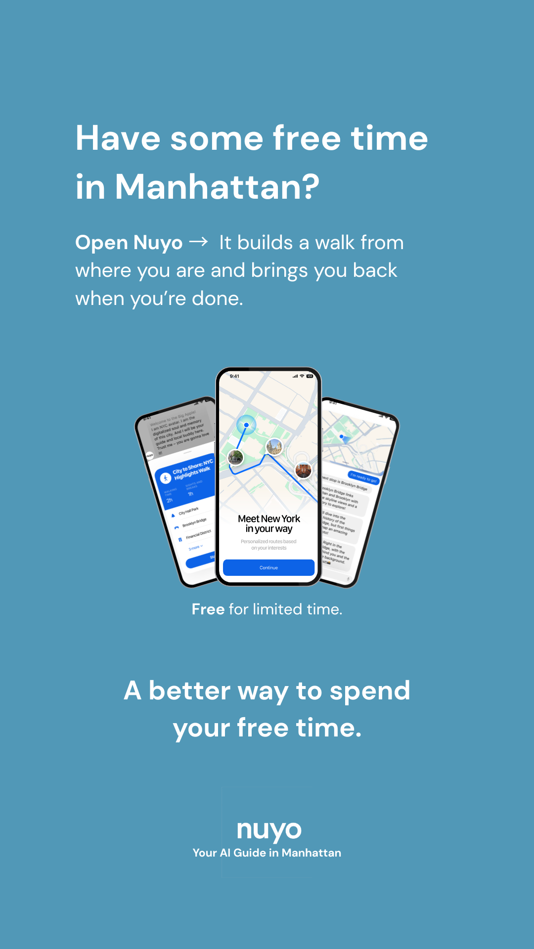 Nuyo: Your AI guide in Manhattan - Main product screenshot demonstrating key features and user interface